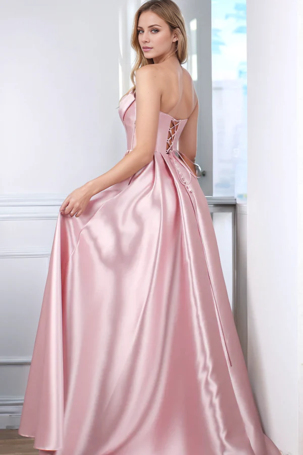 A-Line High Neck Sequin Sleeveless High Slit Evening Gown - Chloe Dress