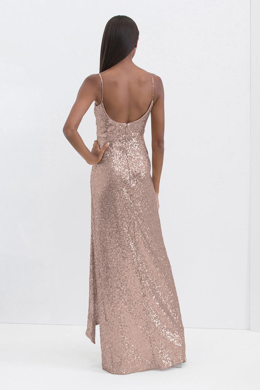 Square Neck Sequin High Slit Floor-Length Evening Dress - Chloe Dress