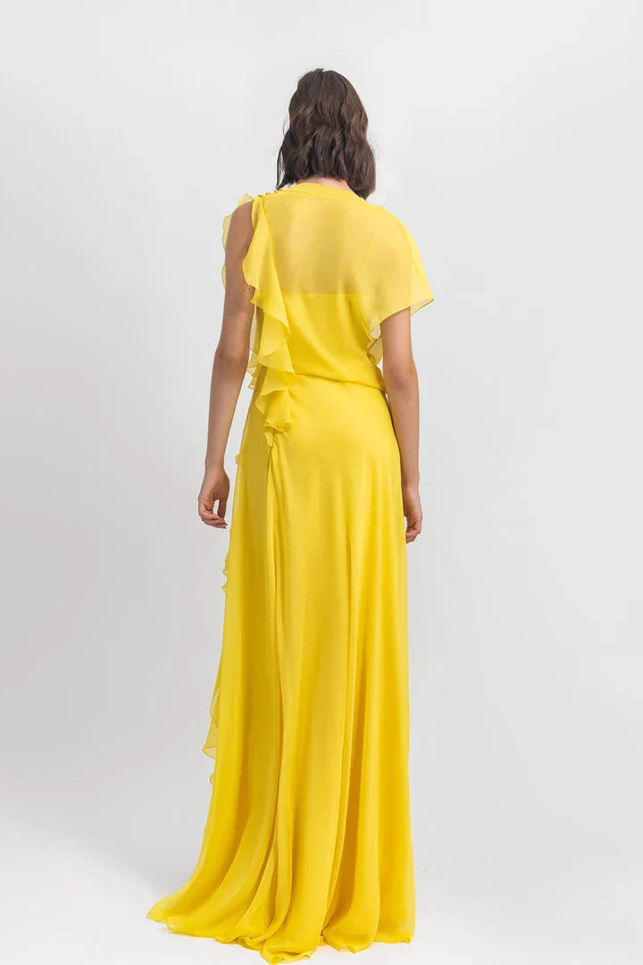 Chiffon Asymmetric Evening Gown - Chloe Dress