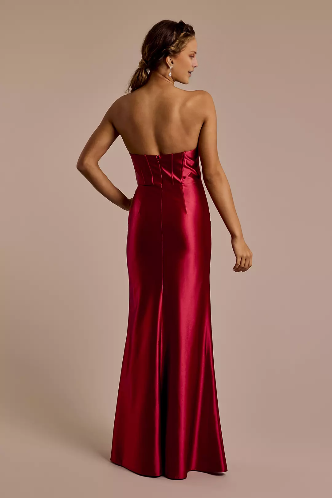 Strapless Satin Backless High Slit Floor-Length Prom Dress - Chloe Dress