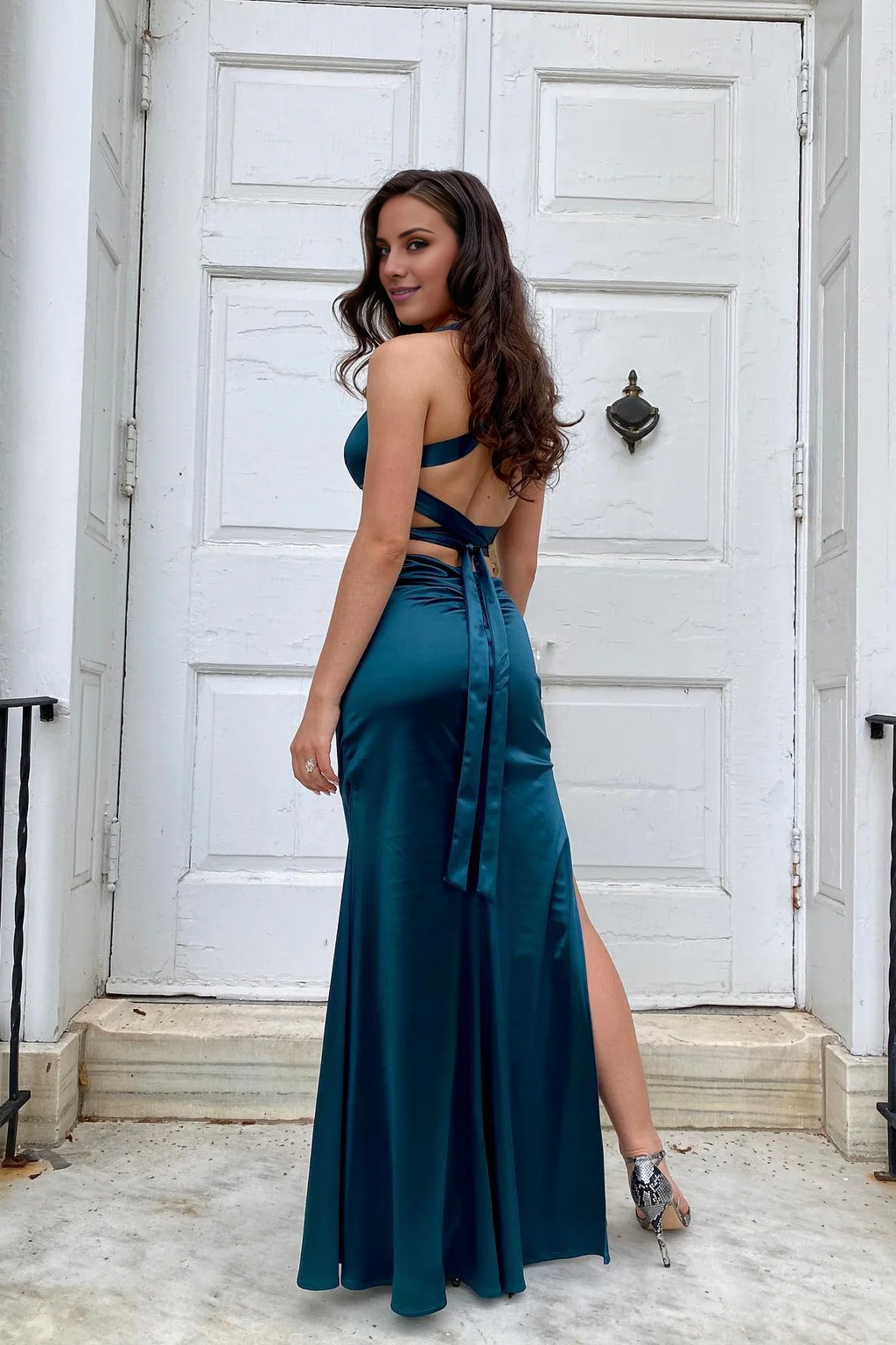Blue V-Neck Dress - Chloe Dress