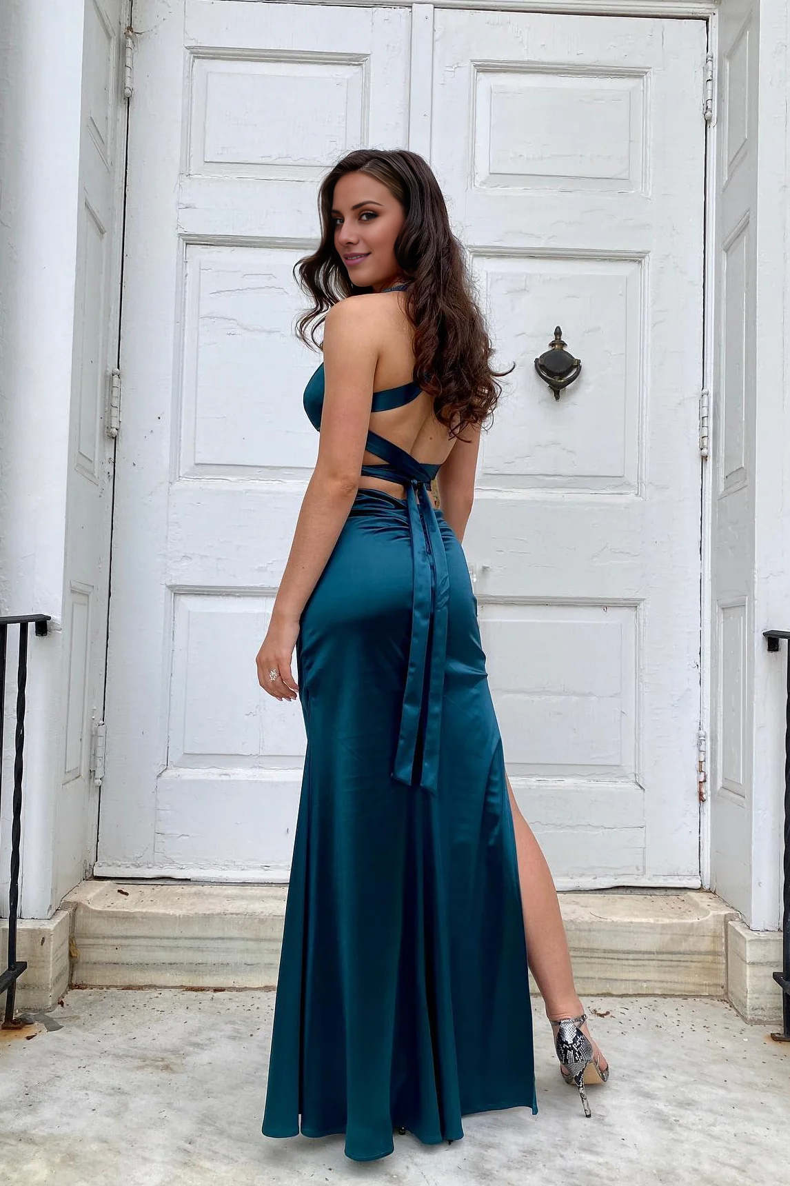 Blue V-Neck Dress - Chloe Dress
