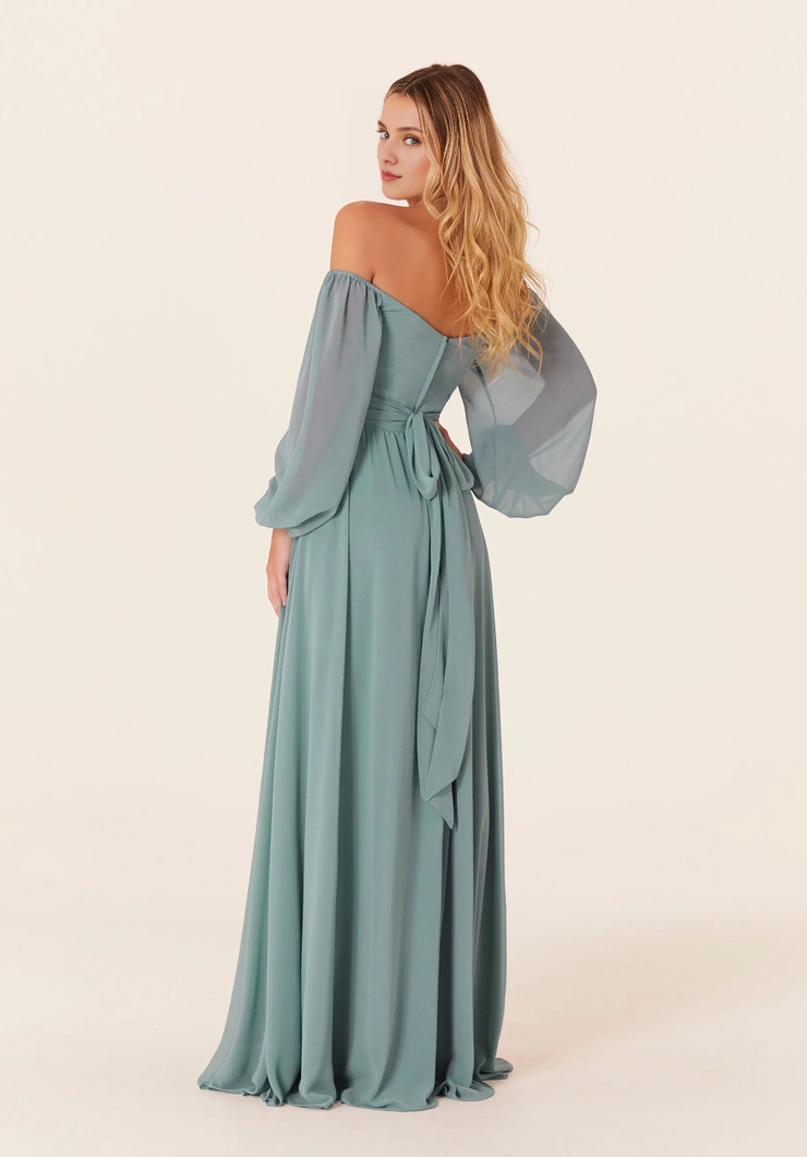 Bishop Sleeve High Slit Wedding Dress - Chloe Dress