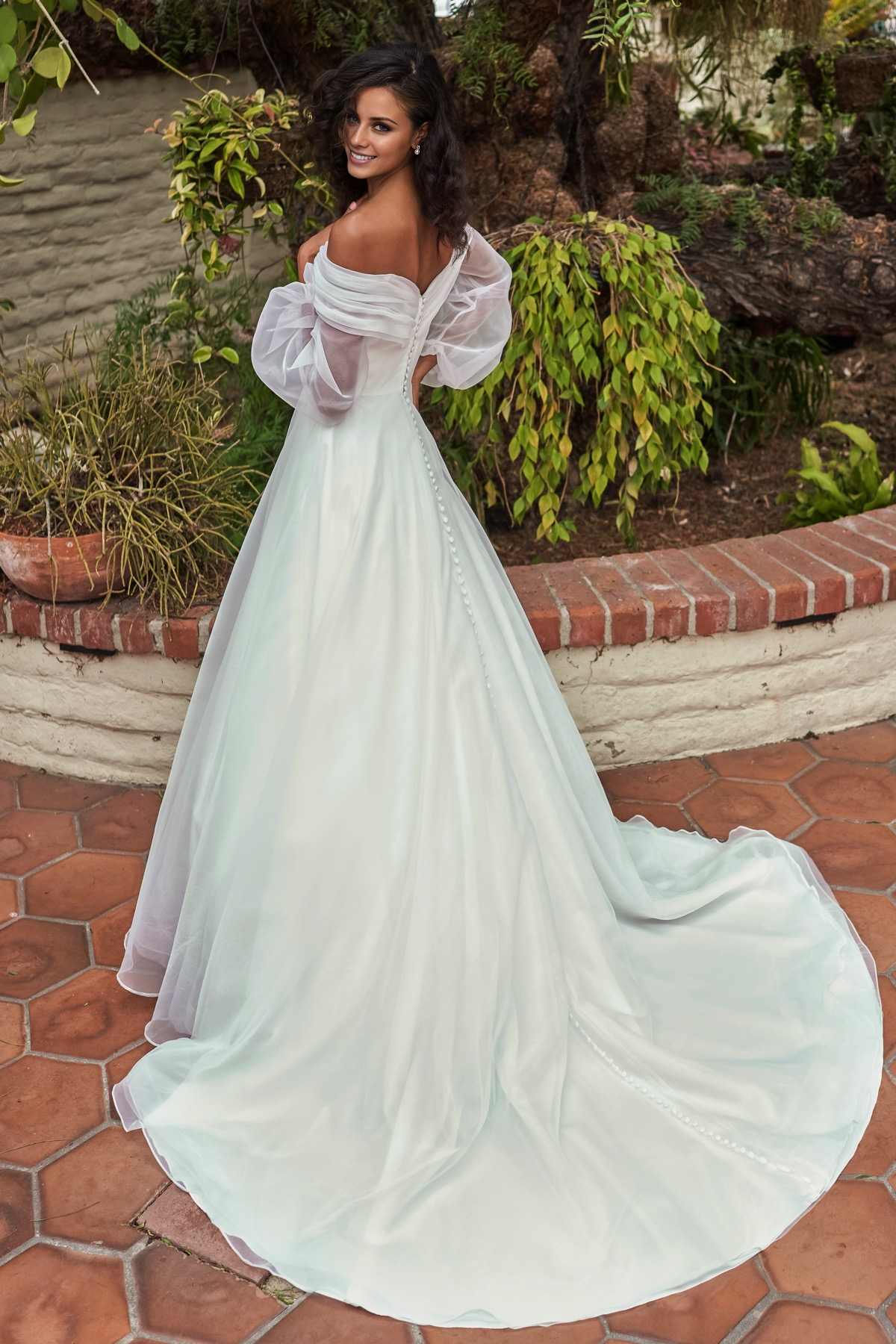 V-Neck Long Sleeve Floor-Length Wedding Dress - Chloe Dress