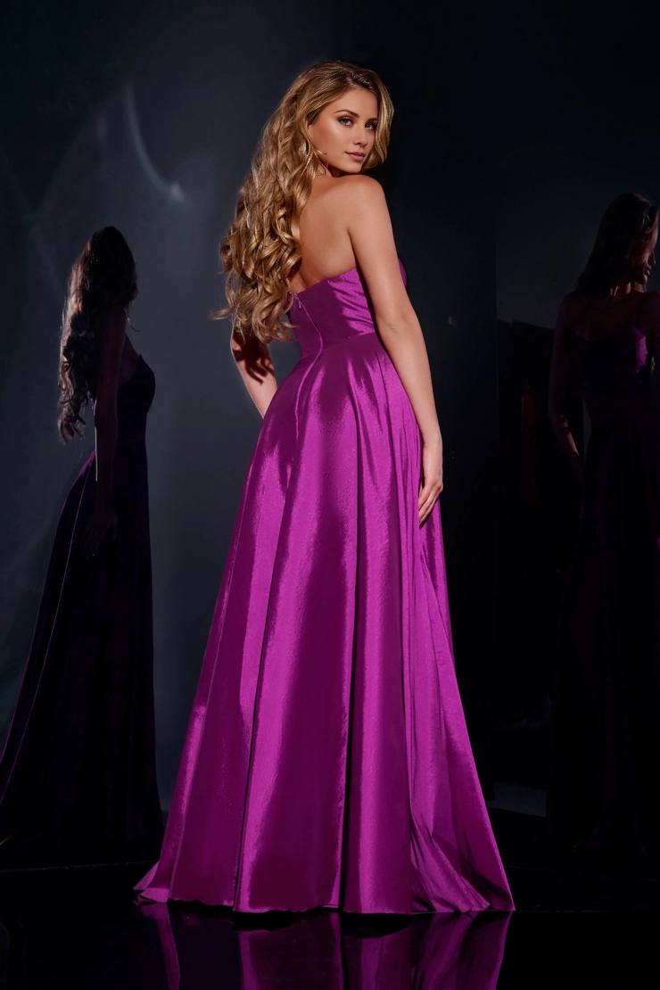 A-Line Off-Shoulder Satin High Slit Floor-Length Evening Gown - Chloe Dress