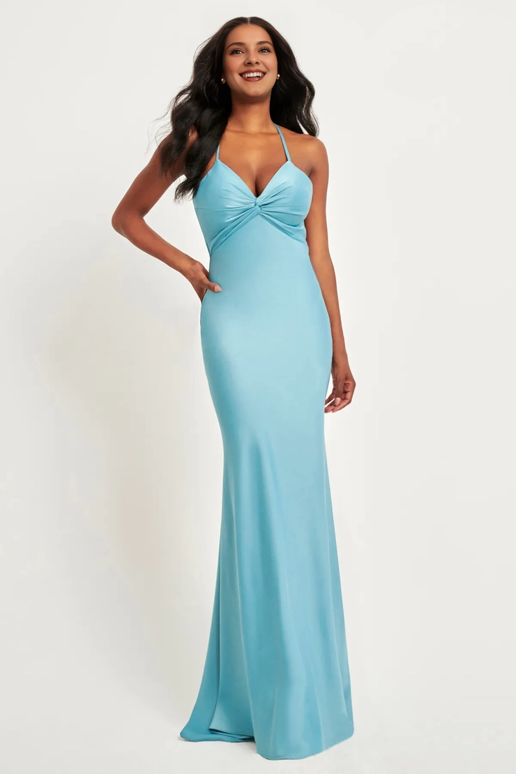 V-Neck Satin Backless Floor-Length Dress - Chloe Dress