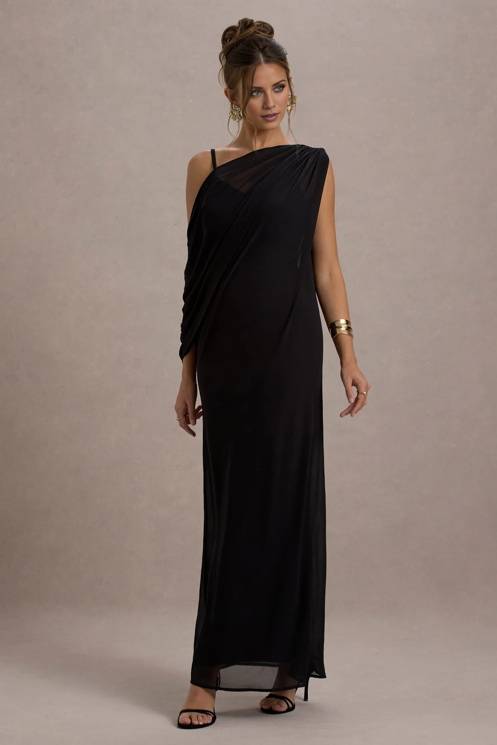 Black V-Neck Chiffon Floor-Length Evening Dress - Chloe Dress