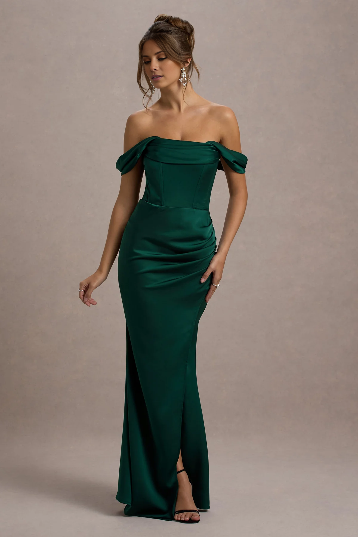 One-Shoulder Satin Floor-Length Evening Dress - Chloe Dress