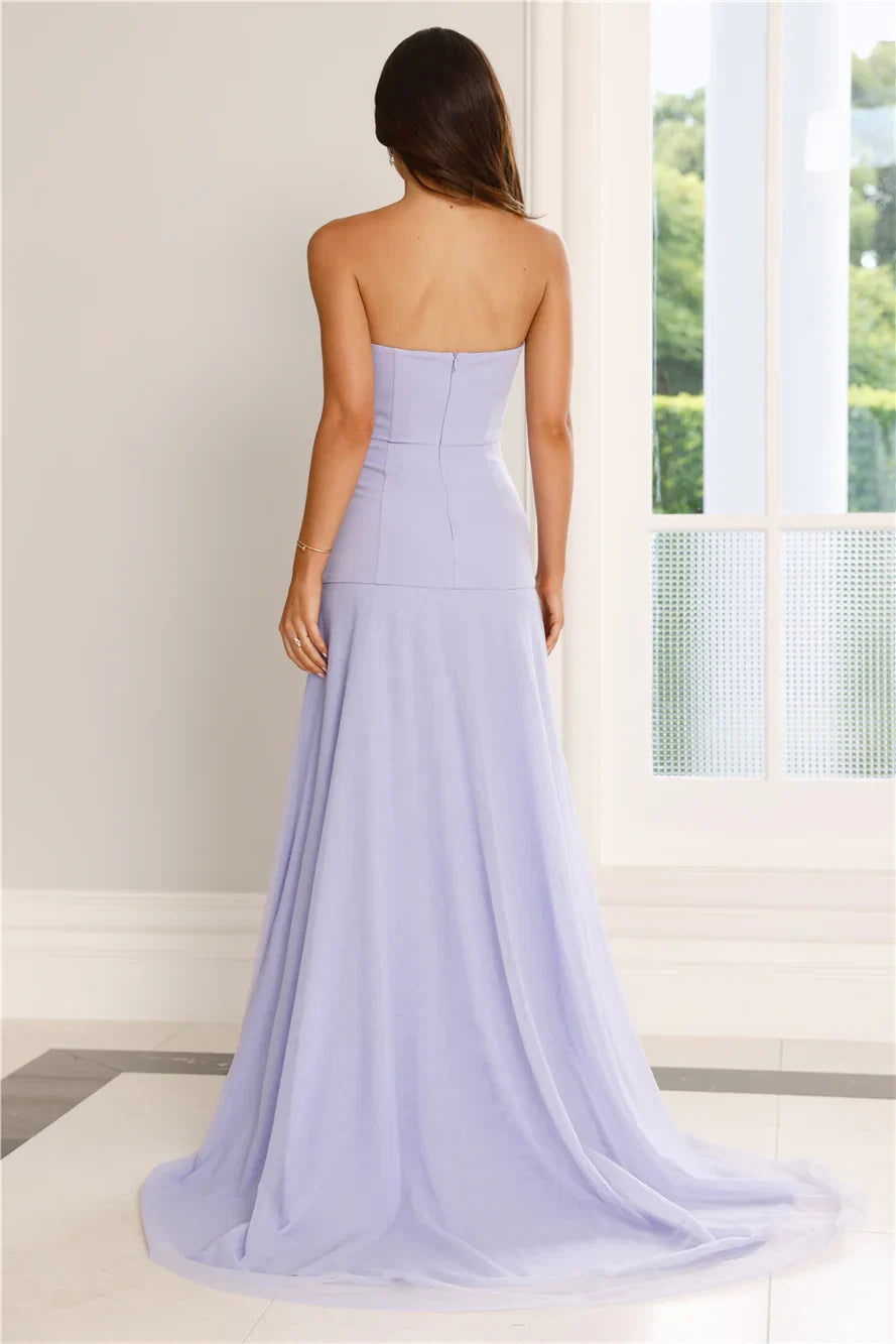 Strapless Lace-Up Back High Slit Prom Dress - Chloe Dress