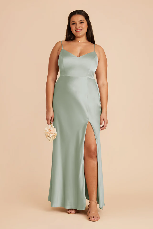 V-Neck Satin Floor-Length Wedding Dress - Chloe Dress