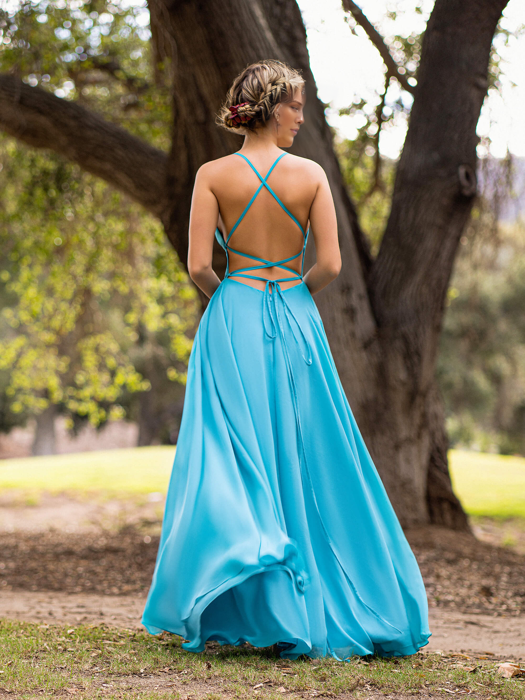 A-Line Chiffon Open Back Floor-Length Formal Dress - Chloe Dress