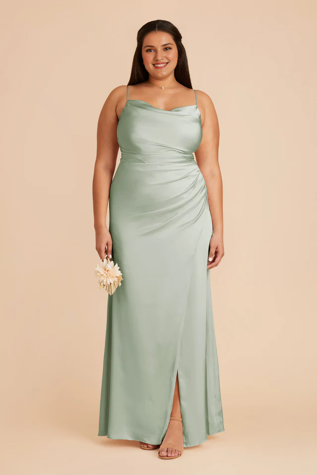 Square Neck Satin Sleeveless Wedding Dress - Chloe Dress