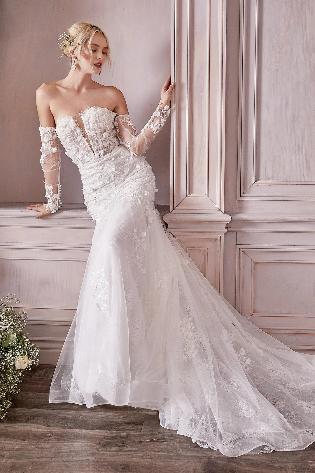Mermaid Lace Long Sleeve Wedding Dress - Chloe Dress