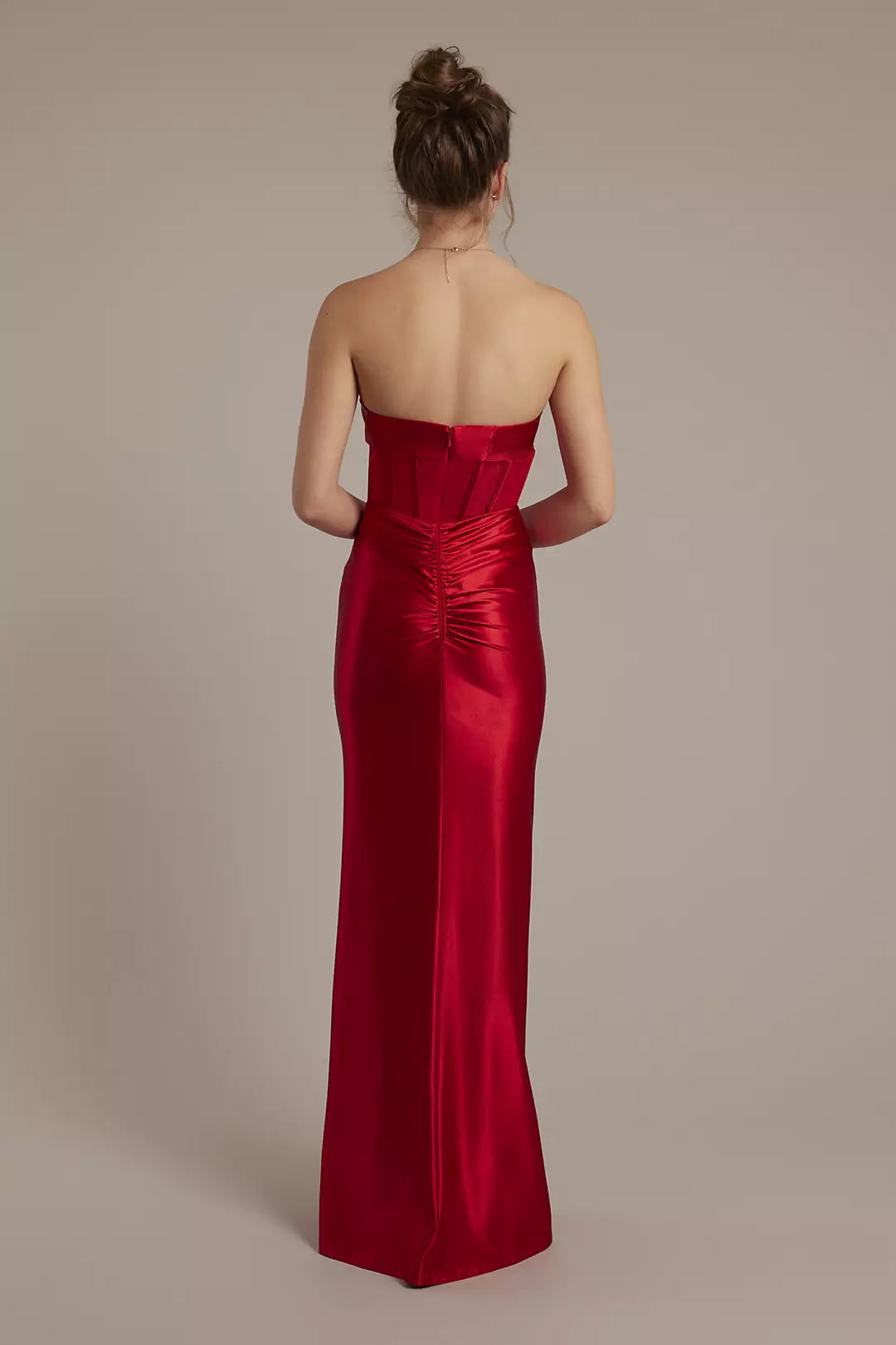 Sheath Satin Lace-Up Back Draped Prom Dress - Chloe Dress