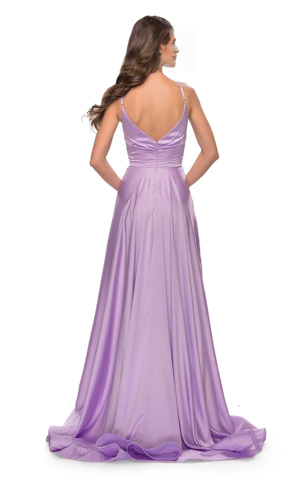 A-Line V-Neck High Slit Floor-Length Evening Dress - Chloe Dress