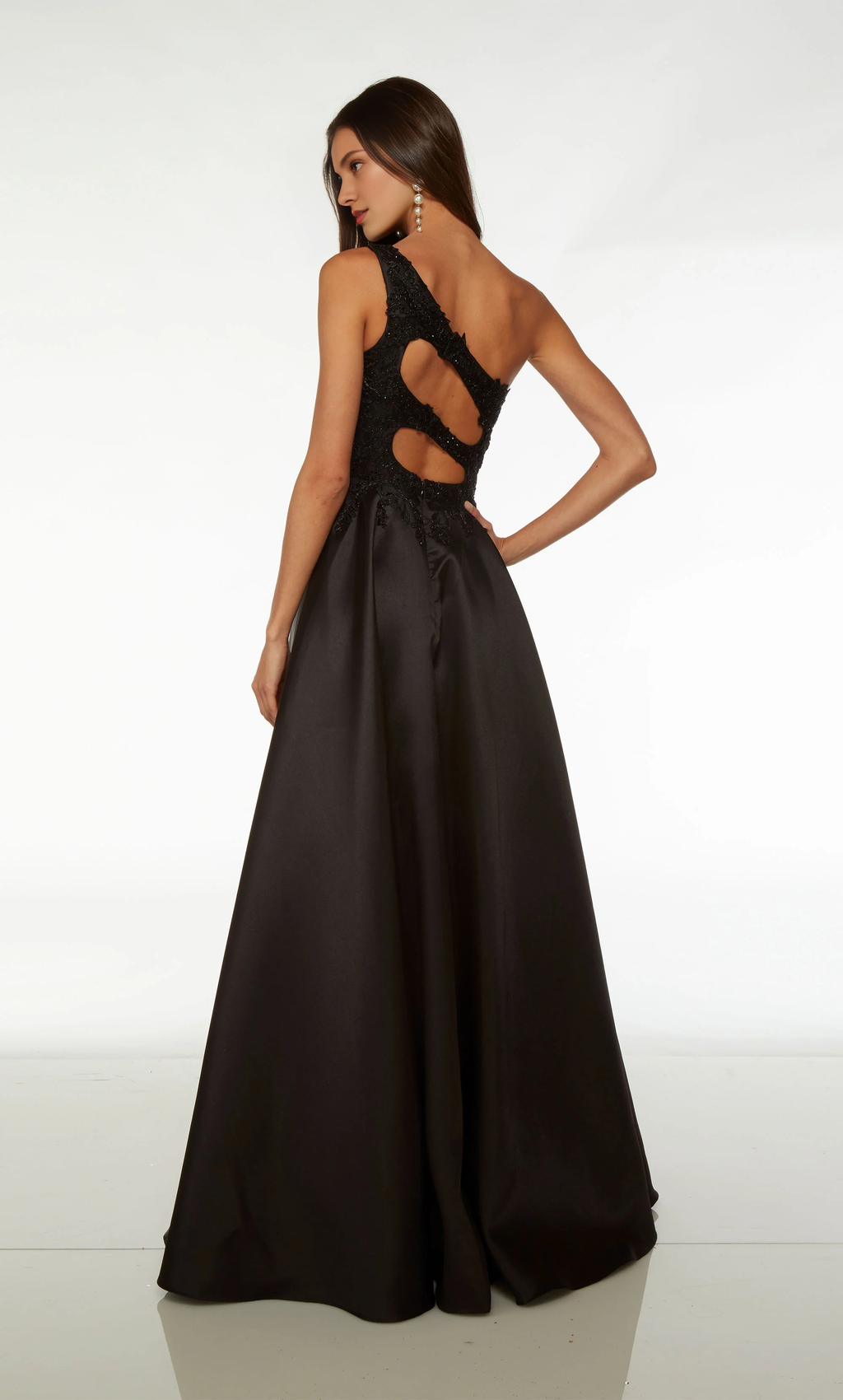 A-Line One-Shoulder Lace High Slit Evening Dress - Chloe Dress
