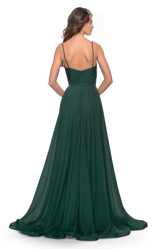 A-Line V-Neck Lace-Up Back Floor-Length Evening Dress - Chloe Dress