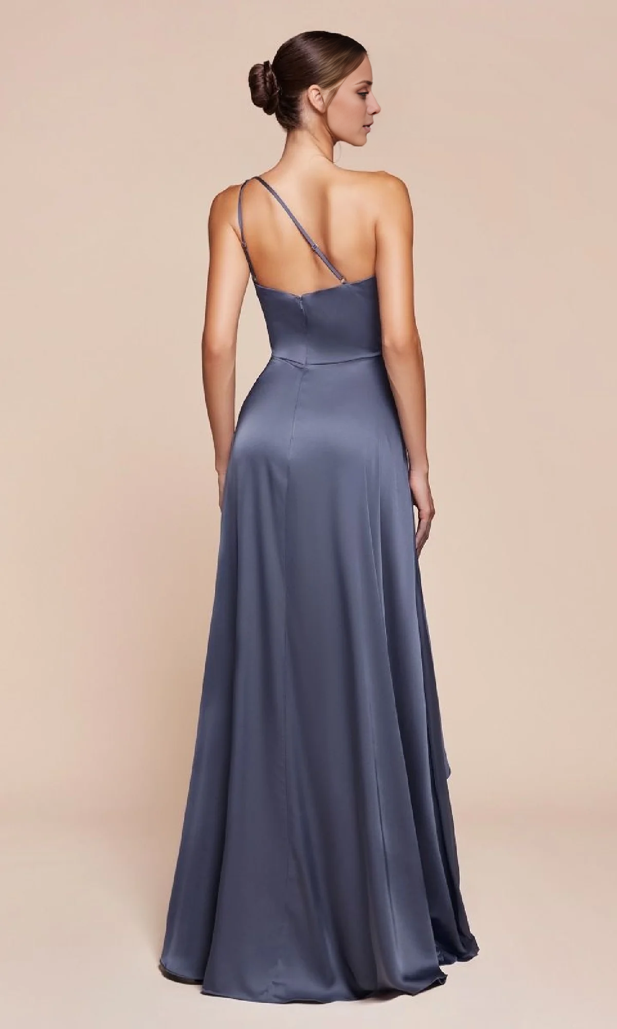A-Line Satin High Slit Floor-Length Evening Dress - Chloe Dress