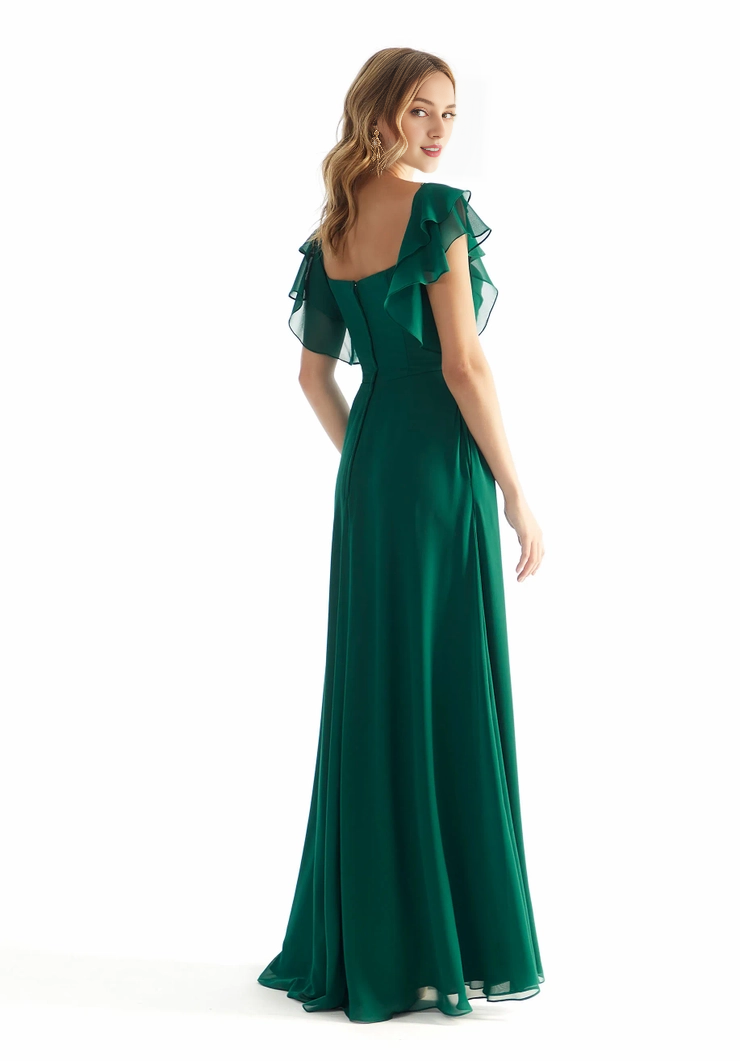 A-Line Square Neck Chiffon Zipper Back Ruffled Floor-Length Dress - Chloe Dress