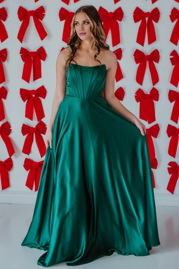 A-Line Sleeveless Pleated Floor-Length Evening Gown - Chloe Dress