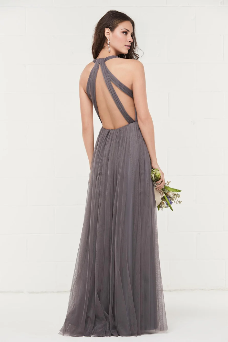 Off-Shoulder Chiffon Sleeveless Backless Pleated Floor-Length Prom Dress - Chloe Dress