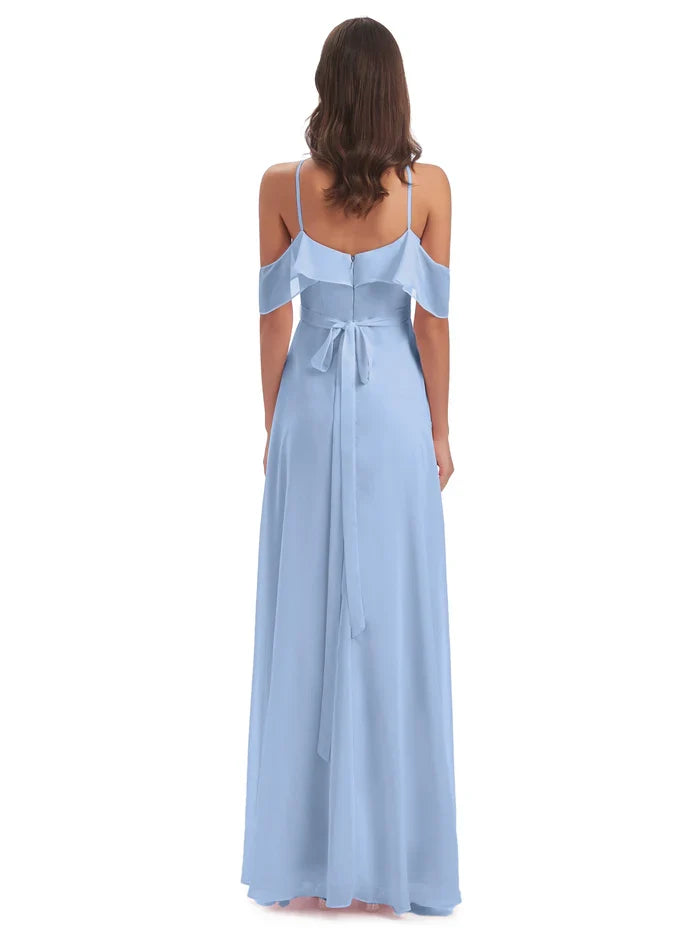 Off-Shoulder Chiffon Floor-Length Wedding Dress - Chloe Dress