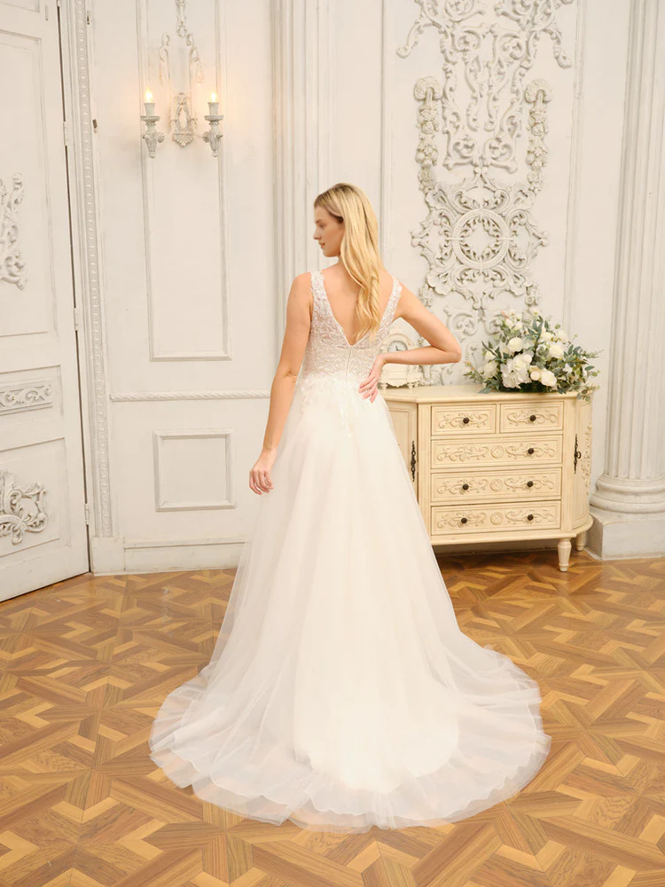 A-Line V-Neck Sleeveless Wedding Dress - Chloe Dress