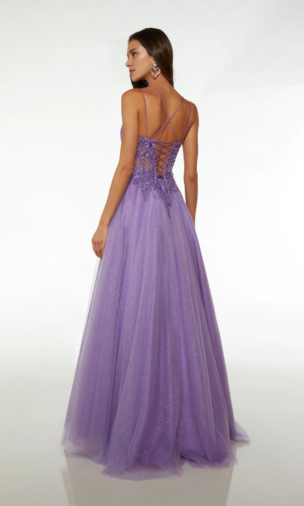 Chiffon Lace-Up Back Beaded Evening Gown - Chloe Dress