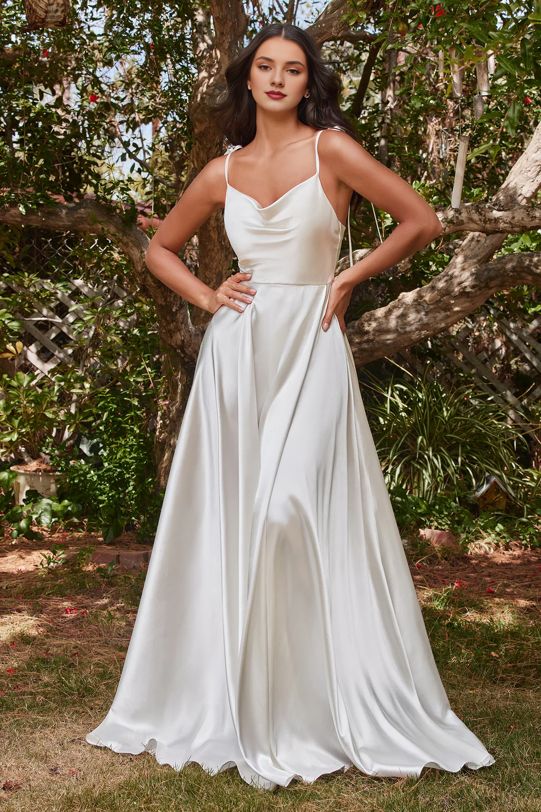 White A-Line Satin Wedding Dress - Chloe Dress