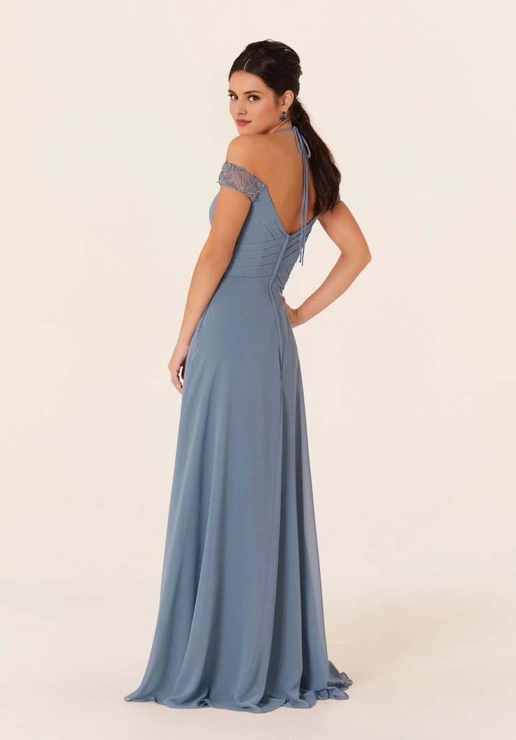 V-Neck Chiffon Lace-Up Back Wedding Dress - Chloe Dress