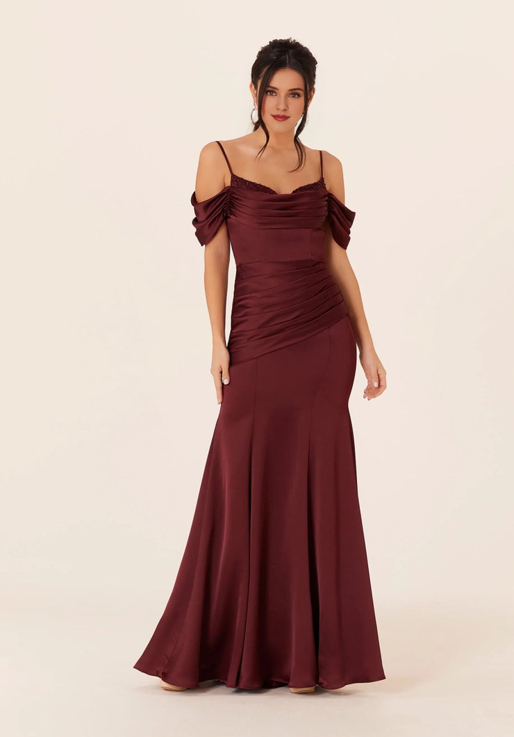 Off-Shoulder Satin Pleated Wedding Dress - Chloe Dress