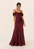 Off-Shoulder Satin Pleated Wedding Dress - Chloe Dress
