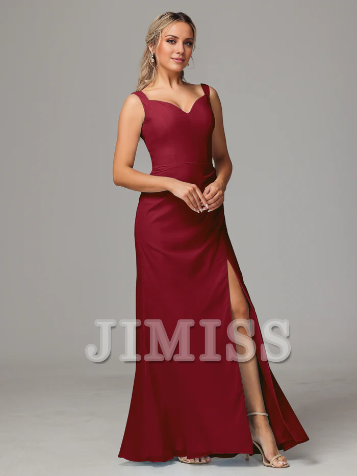 V-Neck Chiffon Sleeveless High Slit Wedding Dress - Chloe Dress