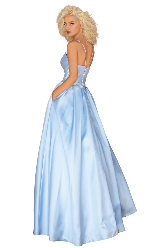 A-Line V-Neck Lace-Up Back Floor-Length Evening Dress - Chloe Dress