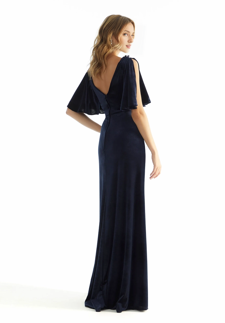 V-Neck Satin Short Sleeve Zipper Back Floor-Length Dress - Chloe Dress