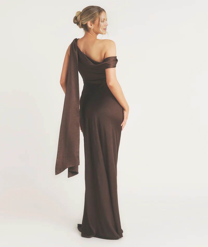 One-Shoulder Satin Sleeveless Floor-Length Prom Dress - Chloe Dress