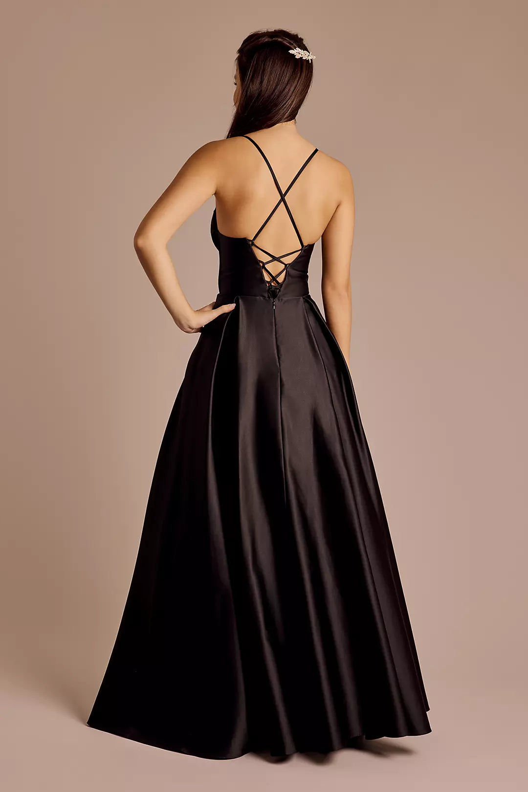 A-Line Satin Backless Floor-Length Prom Dress - Chloe Dress