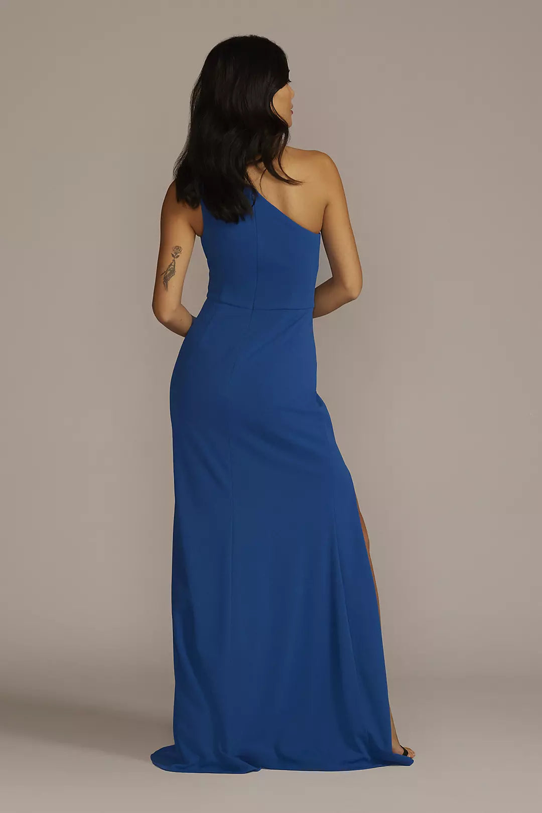 One-Shoulder Crepe High Slit Prom Gown - Chloe Dress