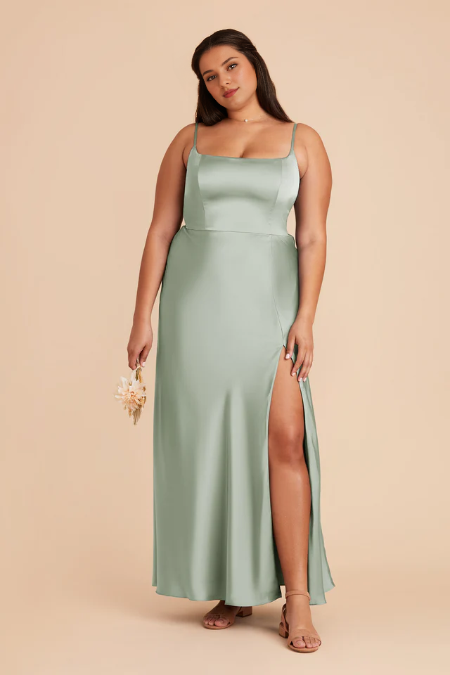 A-Line Satin High Slit Wedding Dress - Chloe Dress