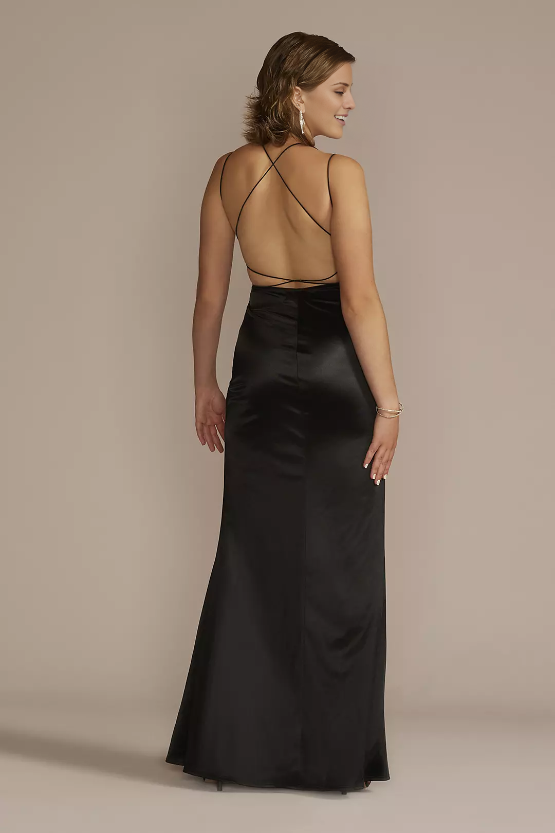 Square Neck Satin High Slit Floor-Length Prom Dress - Chloe Dress