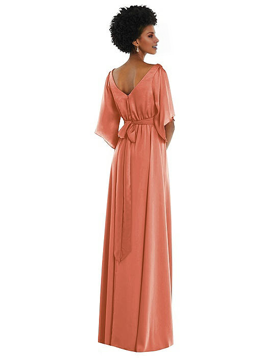 V-Neck Long Sleeve Backless High Slit Floor-Length Prom Dress - Chloe Dress