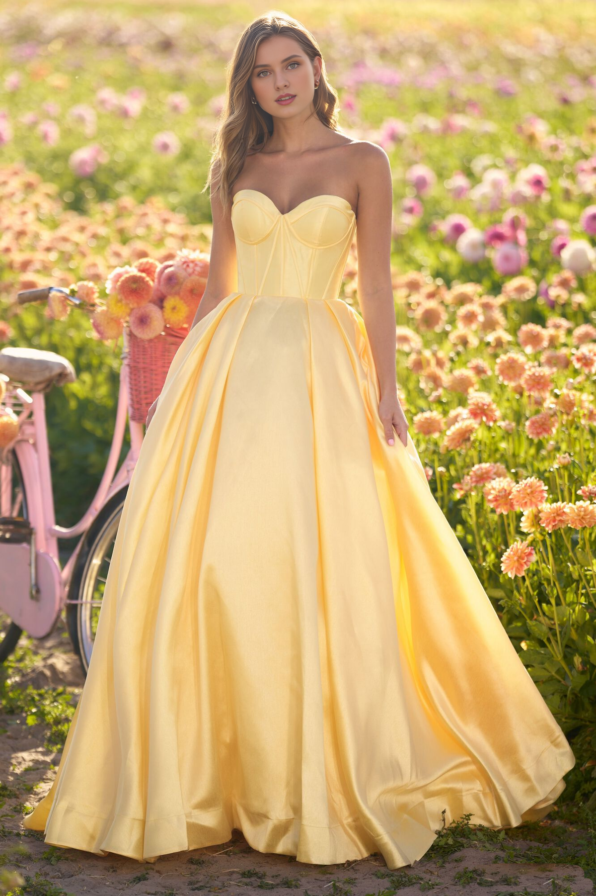 Strapless Lace-Up Back Floor-Length Prom Dress - Chloe Dress