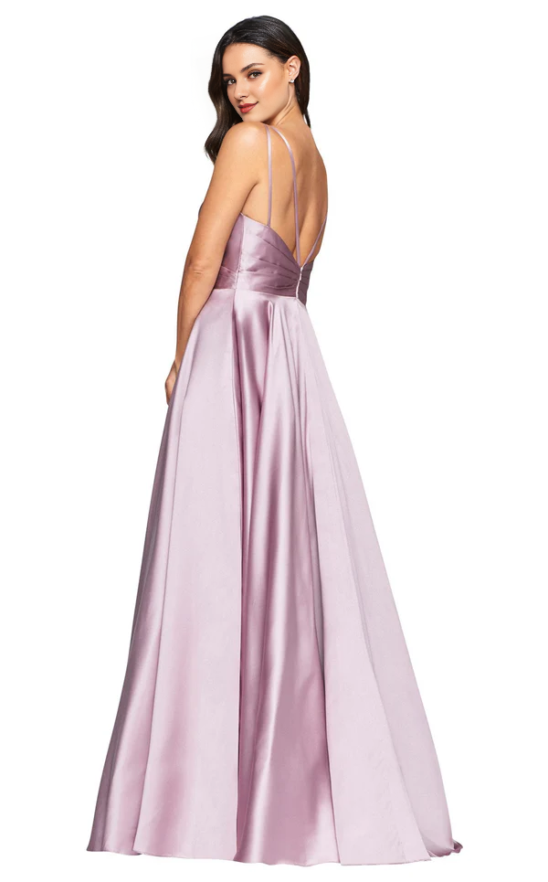 V-Neck Satin Floor-Length Evening Dress - Chloe Dress