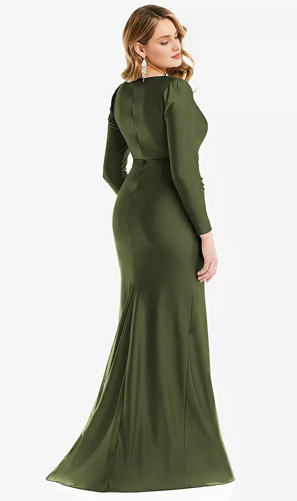 Satin Long Sleeve Wrap Prom Dress - Chloe Dress