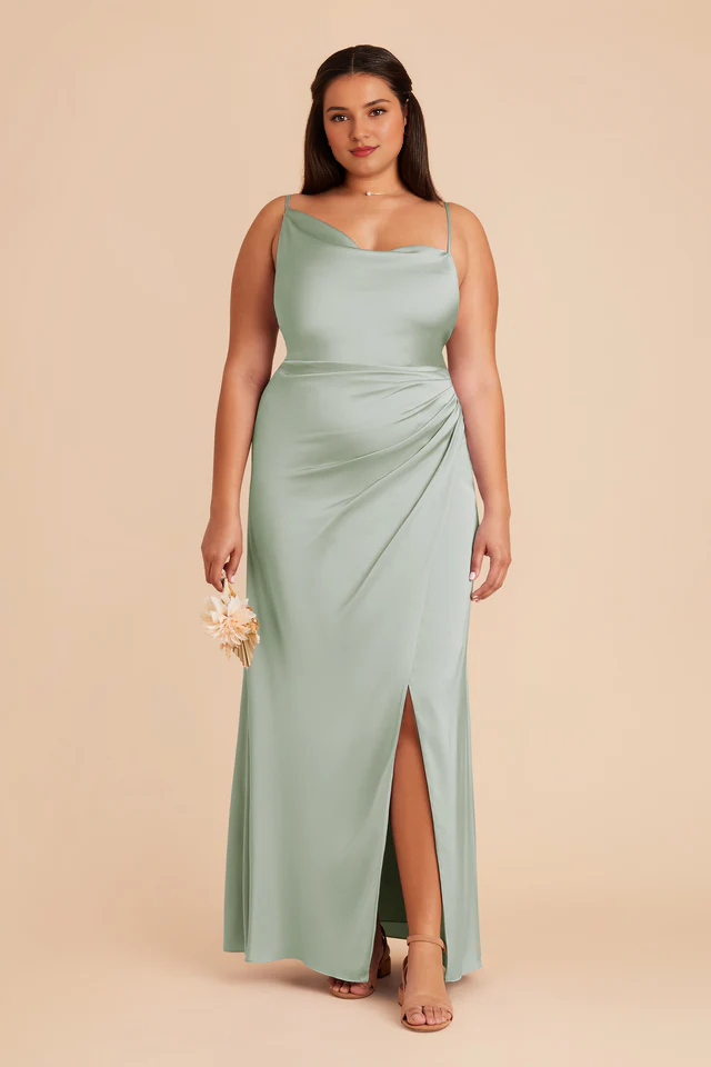 Satin High Slit Wedding Dress - Chloe Dress