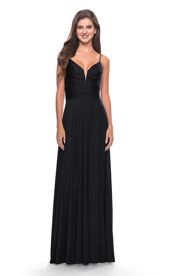 A-Line V-Neck High Slit Floor-Length Evening Dress - Chloe Dress