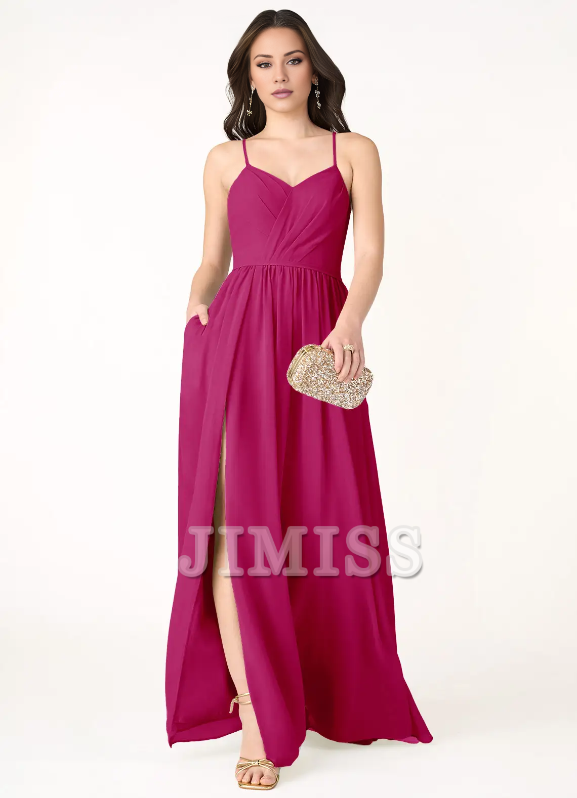 A-Line V-Neck Backless Floor-Length Evening Dress - Chloe Dress
