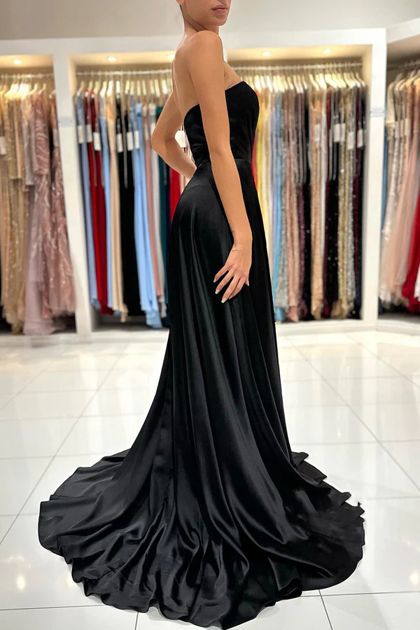 Black Sweetheart High Slit Evening Dress - Chloe Dress