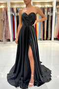 Black Sweetheart High Slit Evening Dress - Chloe Dress