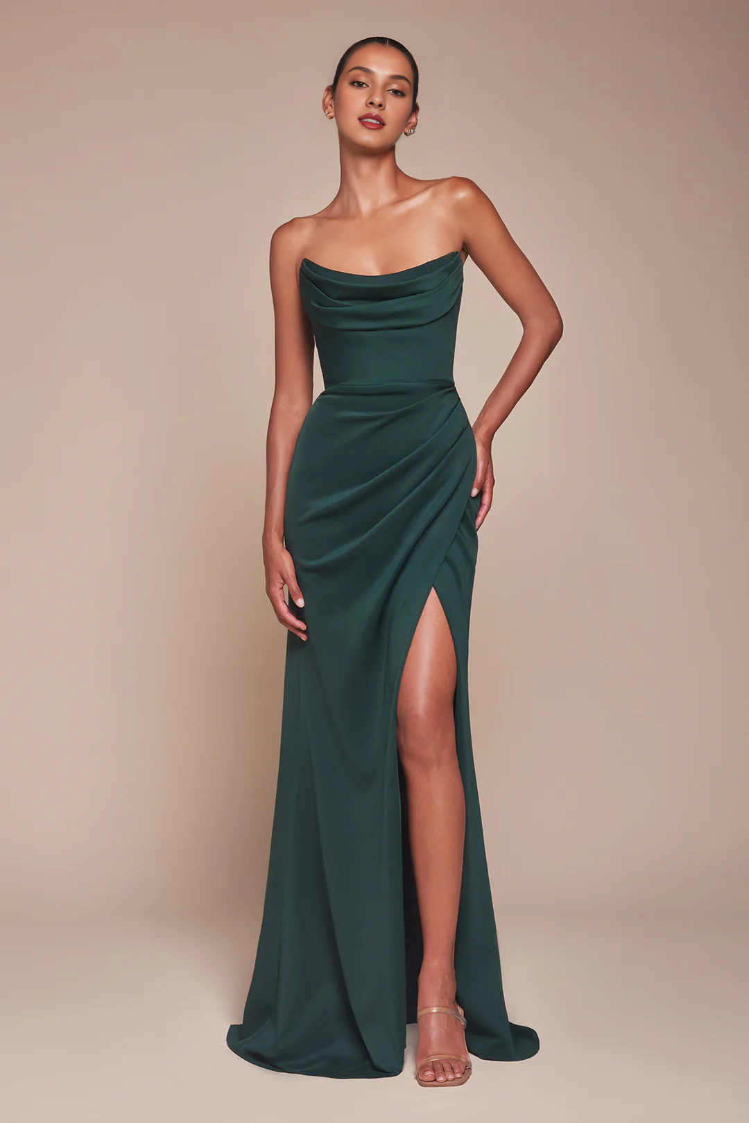 Strapless Chiffon High Slit Dress - Chloe Dress